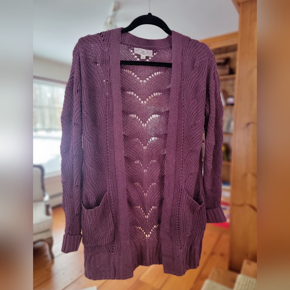 Pink Republic plum cardigan with cuffed sleeves Size Small